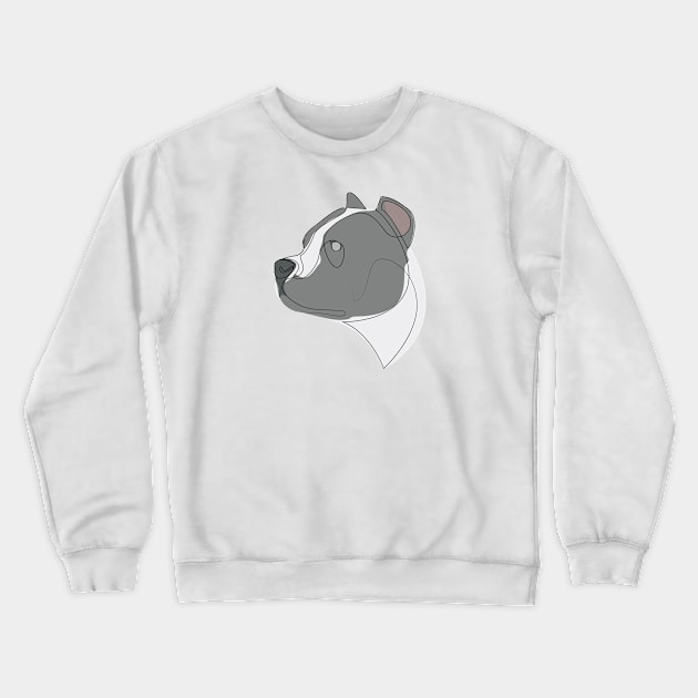 Pit Bull - one line drawing with colour Crewneck Sweatshirt by addillum